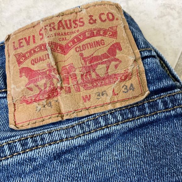 Levi's 514 Jeans Men's 36x34 Straight Leg Medium Wash Blue Stretch Denim - Picture 3 of 14
